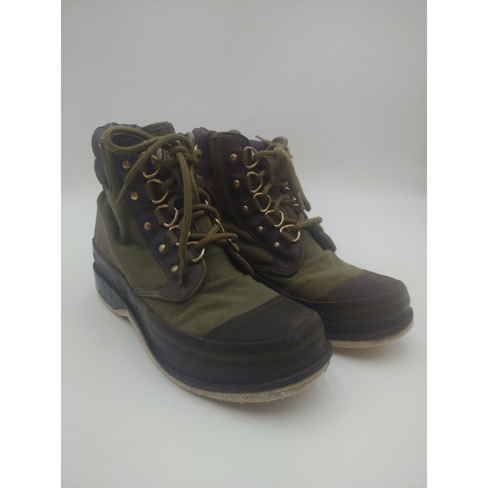 VTGOrvis Fly Fishing Boots Canvas Felt bottom dark green Wading Mens SZ 8 (Read)
